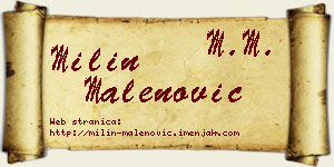 Milin Malenović vizit kartica